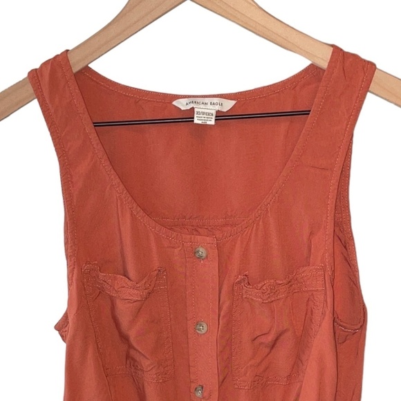 NWOT American Eagle Burnt Orange Tank Top Front Tie Buttons Soft Lightweight XS - Picture 3 of 6